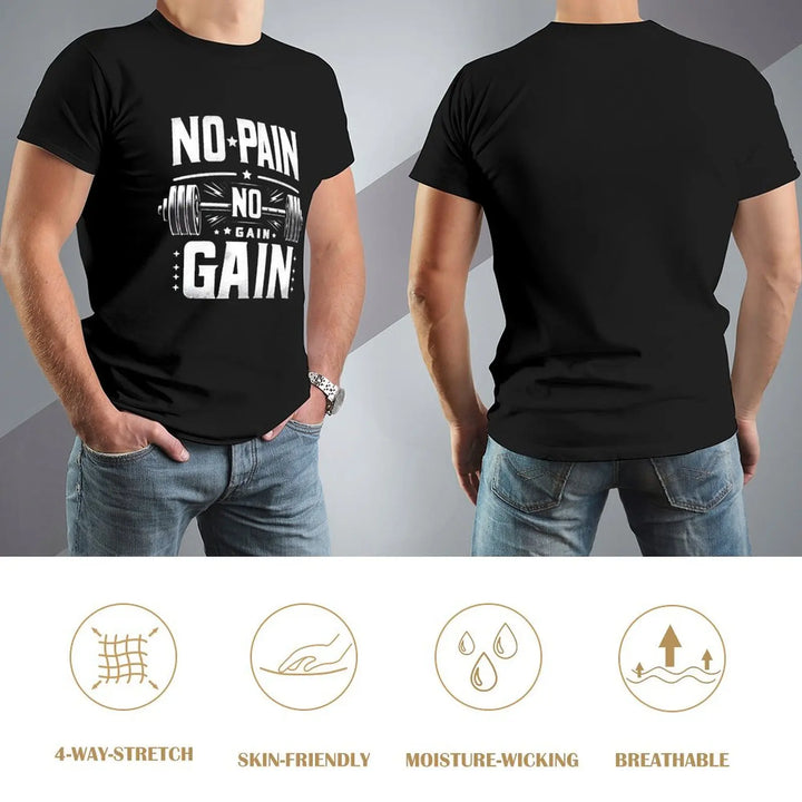 No Pain No Gain T-Shirt man t shirt boys whites anime shirts men