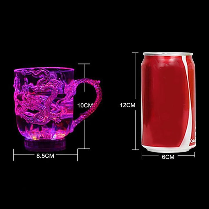 LED Flash Magic Color Changing Dragon Cup Water Activated Light-Up Beer Coffee Milk Tea Wine Whisky Bar Mug Travel Gift