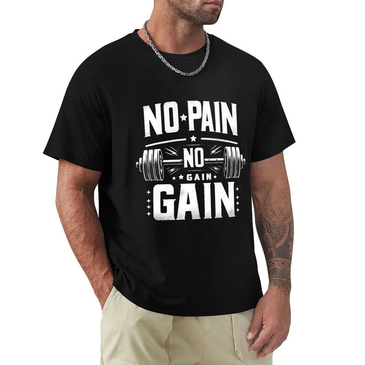 No Pain No Gain T-Shirt man t shirt boys whites anime shirts men